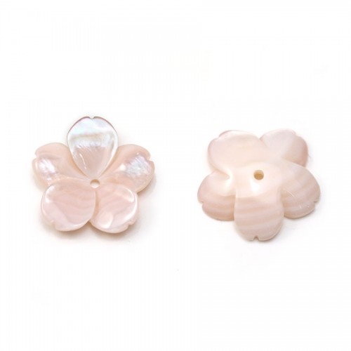 Nacre rose en forme de fleur 19.5mm x 1pc