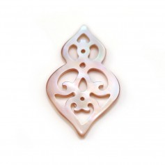 Nacre blanche gourde ajourée 16x26mm x 1pc