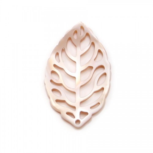 Nacre grise feuille ajourée 15x25mm x 1pc