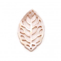 Nacre grise feuille ajourée 15x25mm x 1pc