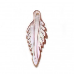 Nacre de couleur rose, en forme de feuille, 8 * 20mm x 1pc