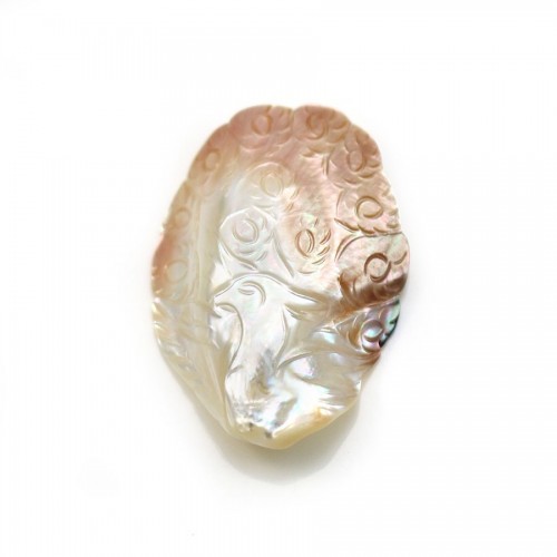 White mother-of-pearl alphabet x 1pc