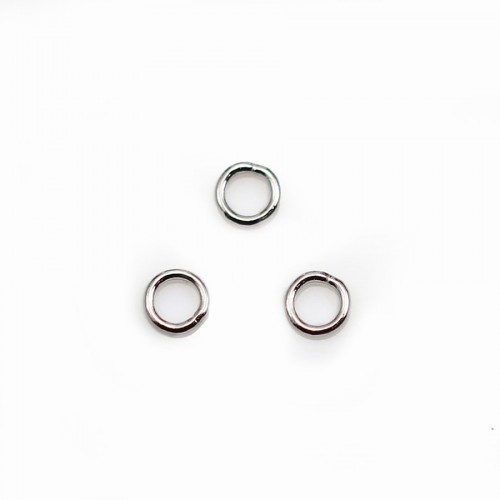 Anneaux  Rond Soudé 4 x 0,6mm argent 925 rhodié x10 pcs