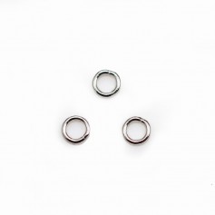 Anneaux  Rond Soudé 4 x 0,6mm argent 925 rhodié x10 st