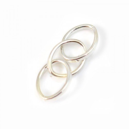 925 Silver, Triple Oval Rings, 8x6x24mm, x 2pcs