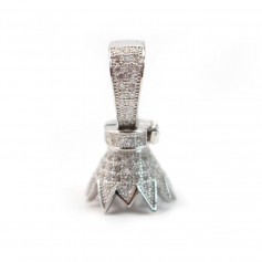 Attache pompon strass, argent 925 rhodié, 23mm x 1pc