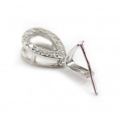 Argent 925 Rhodié Bélière  avec 1 strasses18mm x 1 pcs 