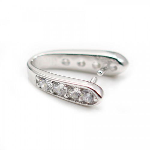 Silver 925 Rhodium Bail  with  strasses 3.7x14mm x 1 pcs 