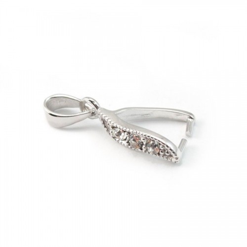 Silver 925 Rhodium Bail  with  strasses 20mm x 1 pcs 