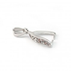 Argent 925 Rhodié Bélière  avec  strasses 20mm x 1 pcs 