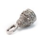 Attache pompon strass, argent 925 rhodié, 34mm x 1pc