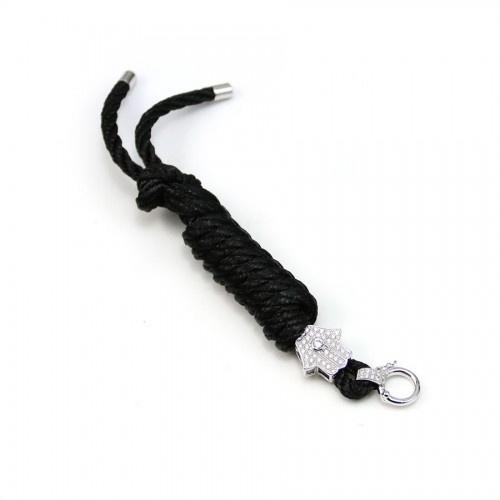 Attache pendentif en argent 925 et cordon polyester x 1pc