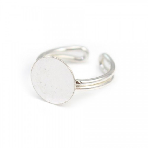 Sterling Silver 925  Simple Ring round Adjustable12 mm x 1pc