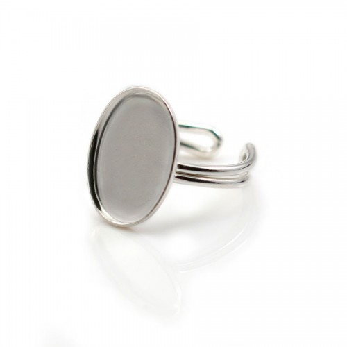 Bague réglable en argent 925, avec un support oval 13x18mm x 1pc
