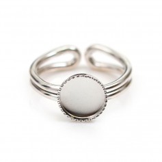 Bague   réglable support rond 8mm en argent 925 x 1pc