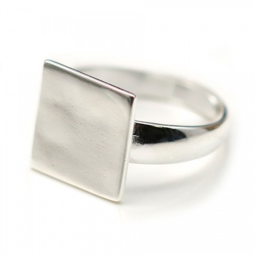 Sterling Silver 925  Simple Ring square Adjustable12 mm x 1pc