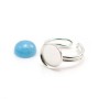 Bague   réglable support rond 10mm en argent 925 x 1pc