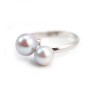 Argent 925 support bague réglable pour double perles semi-percées x 1pc 