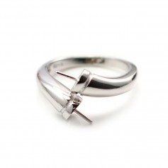 Bague réglable flexible double pour semi percées en argent 925 x 1pc