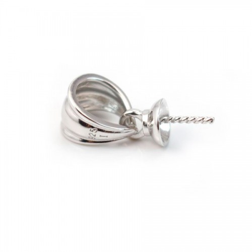 Pendant & bail, silver 925 rhodium,for half- drille x 1pc