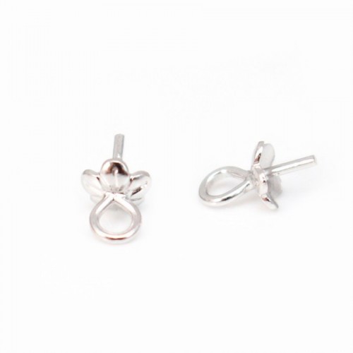 Bélière coupelle pour perles semi-percées, Argent 925 Rhodié 4mm x 4 pcs 