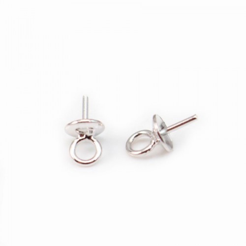 Bélière pour perles semi-percées, Argent 925 Rhodié, 6mm  x 4  pcs