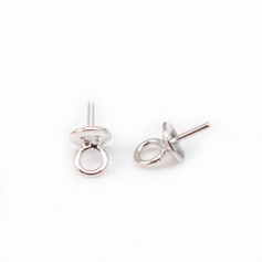 Bélière pour perles semi-percées, Argent 925 Rhodié, 6mm  x 4  st