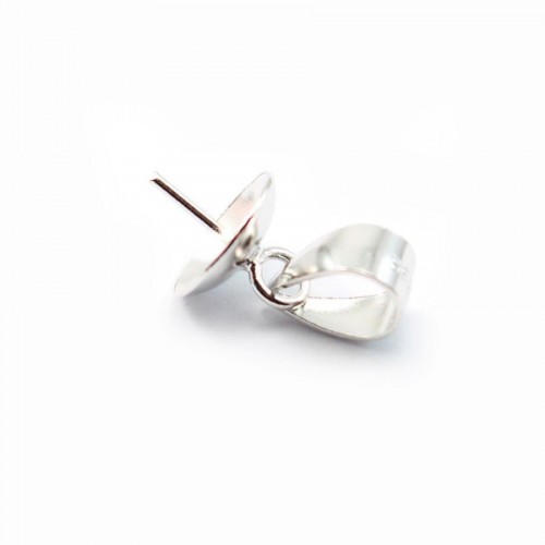 Argent  925 Rhodié Bélière coupelle 8mm pour perles semi-percés x 1PC