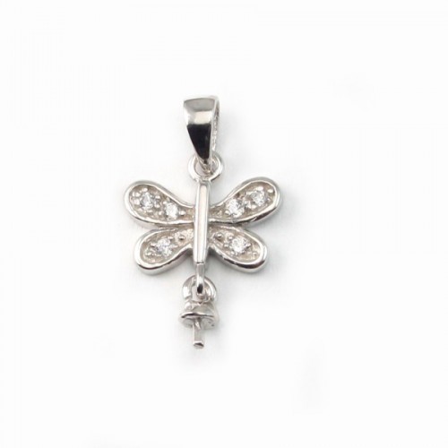 Silver 925 rhodium pendentif in flower with zircon 35mm x 5 PCS  
