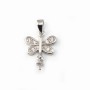 Argent 925 rhodié pendentif en fleur avec zircon 35mm x 5 PCS  
