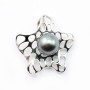 Argent  925 Rhodié pendant  etoile 26.50mm pour perles semi-percés x 1PC