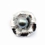 Argent  925 Rhodié pendant  fleur 25mm pour perles semi-percés x 1PC