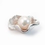Bélière & coquillage, argent 925 rhodié,pour perles semi-percées x 1pc