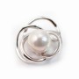 Bélière & fleur, argent 925 rhodié,pour perles semi-percées x 1pc