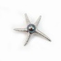 Bélière & étoile de mer, argent 925 rhodié,pour perles semi-percées x 1pc