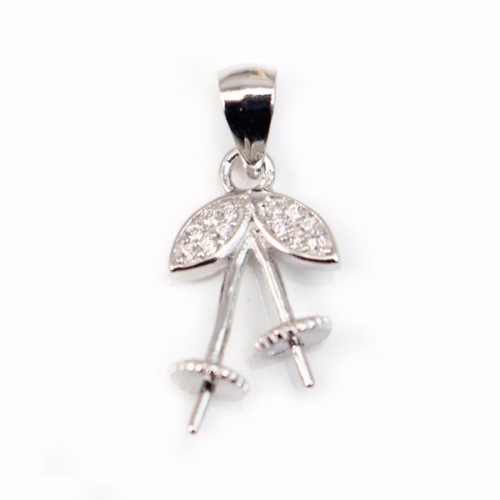 Bélière Cerise& ZC, Argent 925 Rhodié 9.5x22mm  x1pc