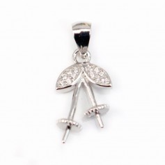 Bélière Cerise& ZC, Argent 925 Rhodié 9.5x22mm  x1pc