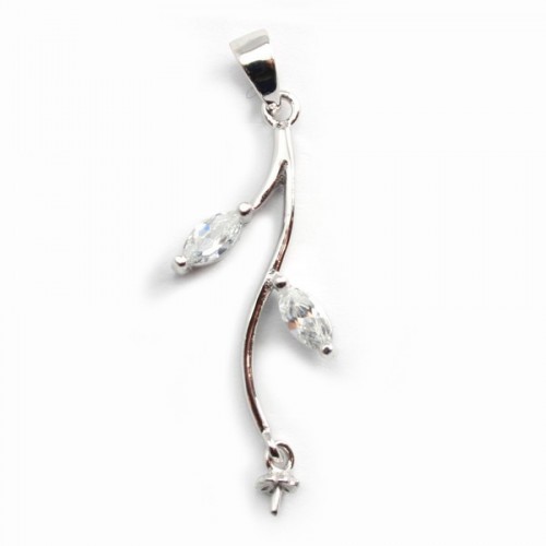 Silver 925 rhodium pendentif in flower with zircon 35mm x 5 PCS  