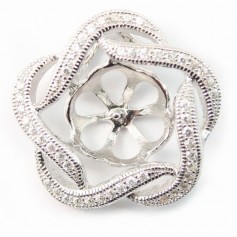 Argent 925 pendentif fleur avec zircon 20mmX 1pcs 