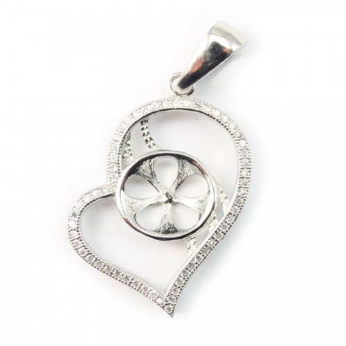 Silver 925 Rhodium Bail  16mm for deux perles  x 5 pcs