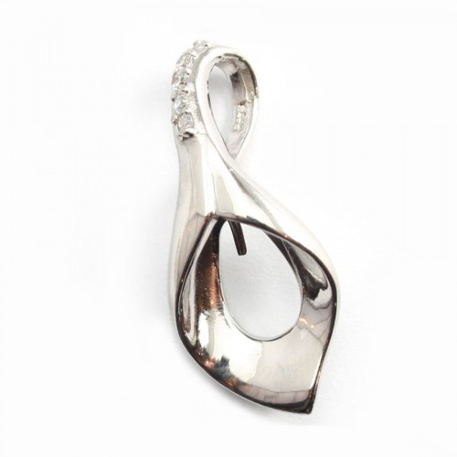 Argent 925 Rhodié bélière 13x29mm x 1pc
