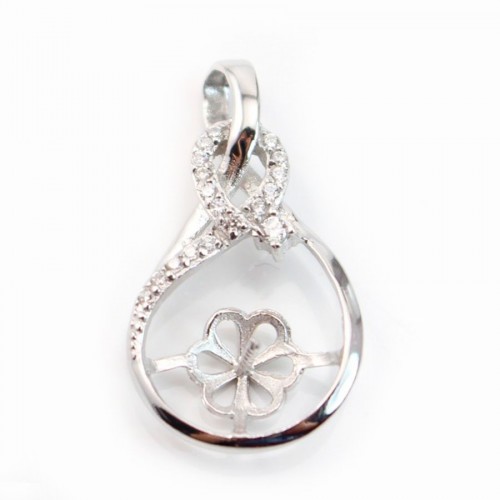 Pendentif  Goutte pour perles semi-percées Argent 925 Rhodié 1pc