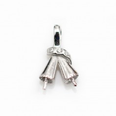 Argent 925 Rhodié Bélière  pour deux perles 16mm x 5 pcs