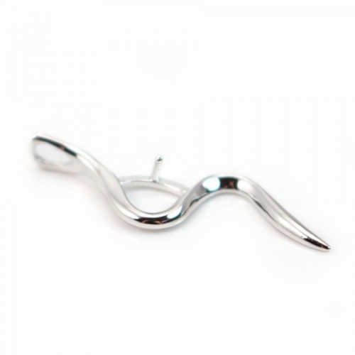 Pendant & snake , silver 925 rhodium,for half- drille x 1pc