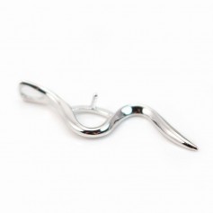 Bélière & serpent, argent 925 rhodié,pour perles semi-percées x 1pc