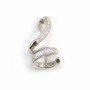Argent 925  Rhodié Pendentif  barrette semi-perce 19mm x 1pc