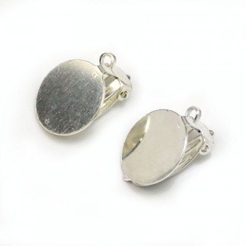 Clip D'oreilles plateau à coller, Argent 925 ,14mm x  2pcs 