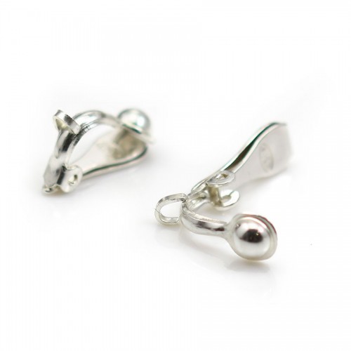 Clip d'oreille en argent 925, pour perle à coller, 5 * 13mm x 2pcs