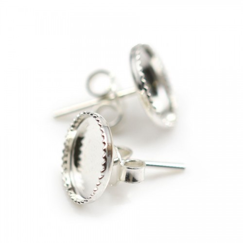 925 sterling silver ear studs for half-drilled pearls 9mm x 2pcs