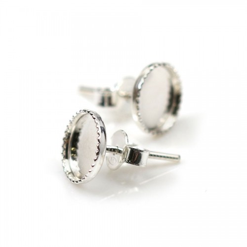 925 sterling silver ear studs for half-drilled pearls 9mm x 2pcs